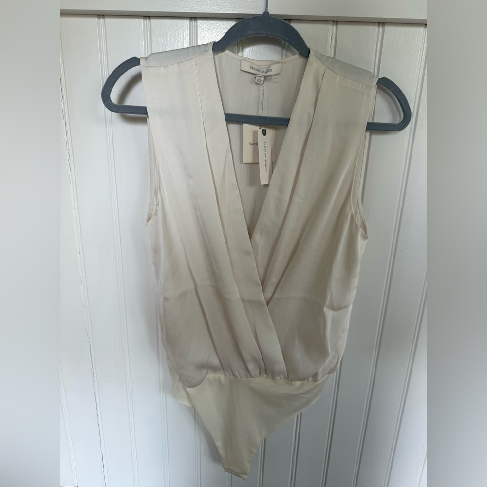 Favorite Daughter Cream Silky Blouse Bodysuit